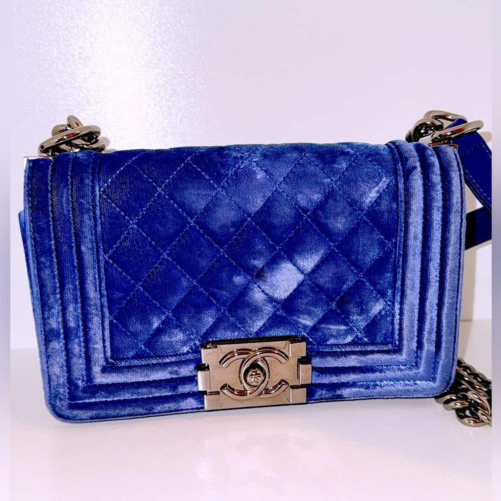 Chanel Blue Quilted Velvet Small Boy Flap
Bag